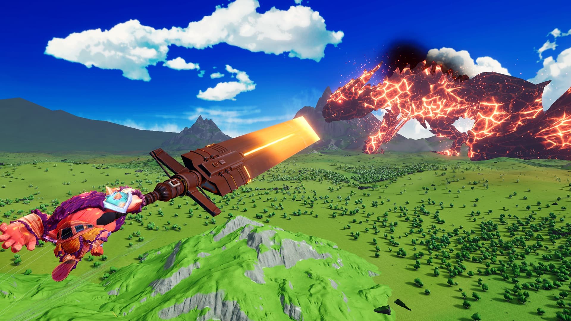 Titan Sword screenshot — Airborne, and the dragon has noticed