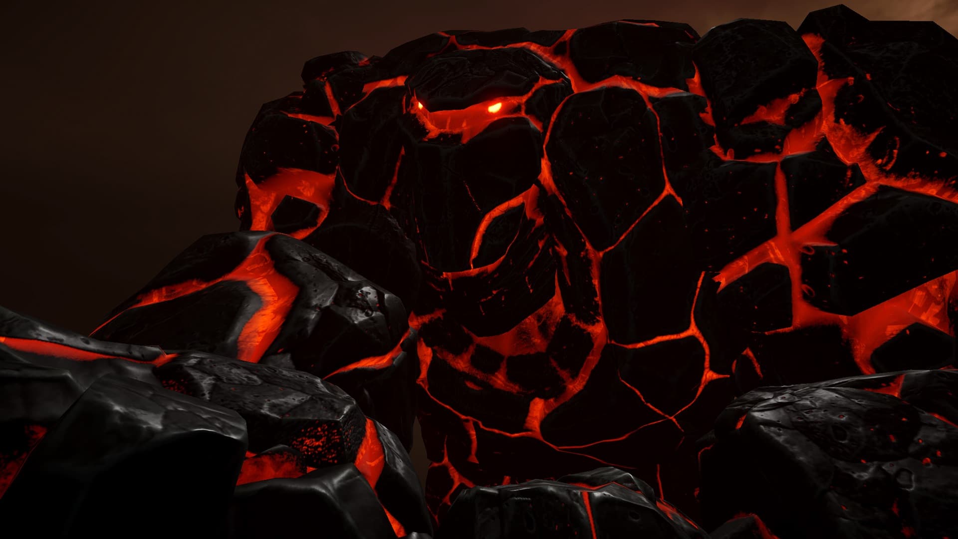 Titan Sword screenshot — A molten golem, far too close